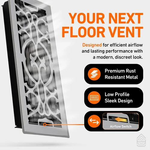 Vista 3 de Cubiertas de ventilación de piso 2X10 con trampa de malla, registro de piso con calor y aire, ventilación de piso metálica transitable para conducto