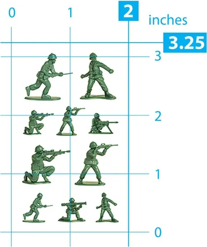 Vista 3 de Playhouse 3 paquetes de tres medias hojas de calcomanías perforadas para manualidades, comercio y colección, Green Army Men