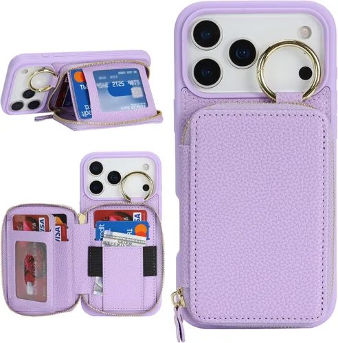 Vista 38 de Funda compatible con iPhone Air Wallet con tarjetero para iPhone Air, funda con cremallera y ranura para mujer, 5G de 6.5 pulgadas, color oro rosa