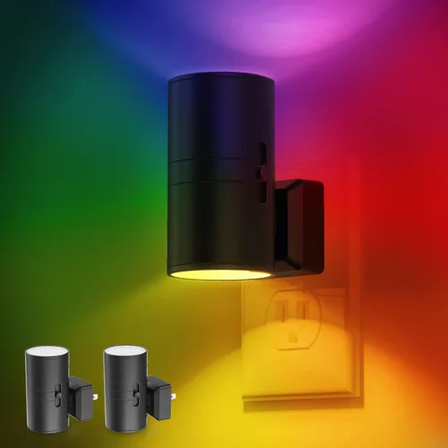 Vista 13 de L LOHAS LED Luz nocturna enchufable, luces nocturnas modernas enchufables a la pared, sensor de atardecer a amanecer, blanco suave 3000K, brillo