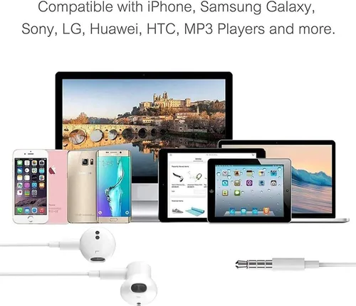 Vista 6 de [Paquete de 2] Auriculares con cable, auriculares con cable con micrófono y control de volumen, auriculares intrauditivos estéreo HiFi, graves