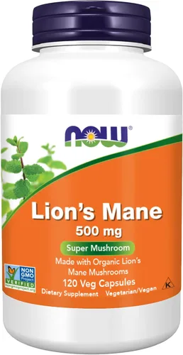 Vista 10 de NOW Foods Suplementos, Mane de León 500 mg, Súper Hongo, Hecho con Hongos de Mane de León Orgánicos, 60 Cápsulas Vegetales