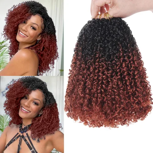 Vista 49 de Unionbeauty - Paquete de 8 trenzas de ganchillo Yanky Twist de 6 pulgadas, 8 paquetes, color negro natural, micro Passion Twist, extensiones