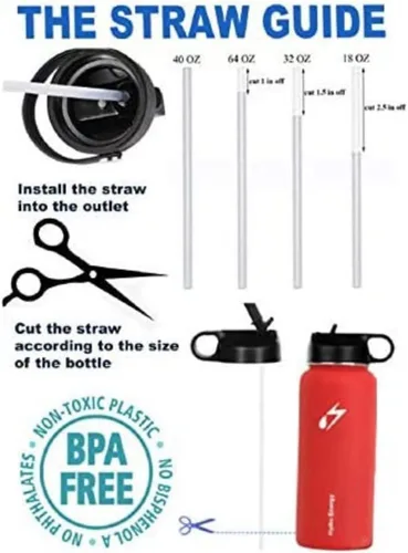 Vista 6 de 6 popotes de repuesto para botella de agua de boca ancha Hydro Flask, 6 popotes y 2 cepillos para popotes incluidos [9.5 pulgadas]