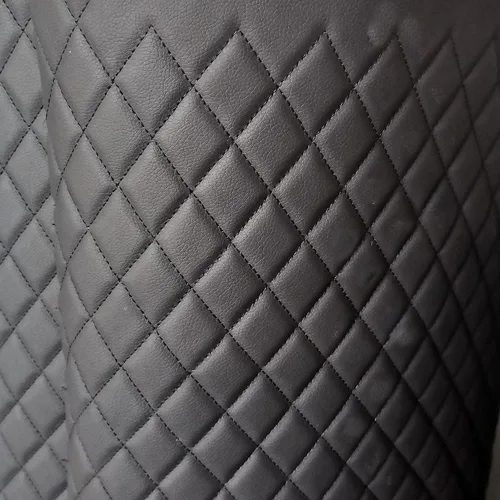 Vista 2 de Tela de espuma acolchada de vinilo, hilo multipatrón, material de piel sintética, tapicería para muebles, cabeceros de muebles, tela interior Negro