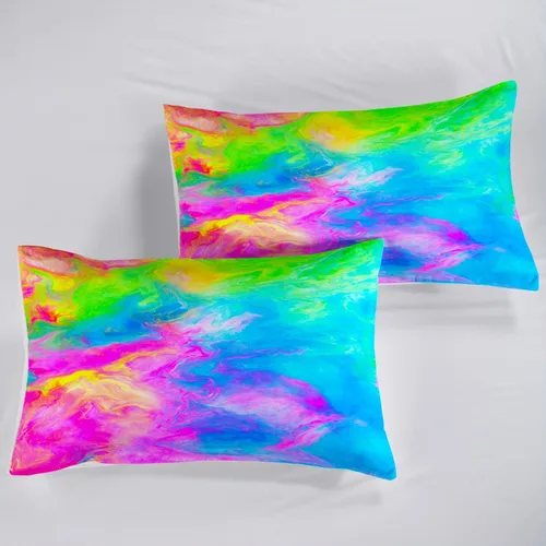Vista 5 de AILONEN Sábana Bajera Ajustable con Tie Dye Tamaño Twin, Sábanas de Cama Coloridas de Estilo Hip-hop Superior para Niñas Adolescentes Niños, Juego