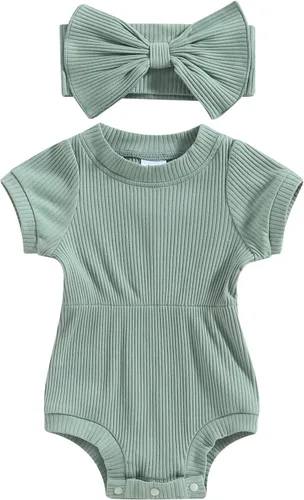 Vista 22 de Traje de verano para niña pequeña, de manga corta, acanalado, overol liso, pantalones cortos, ropa para recién nacidos
