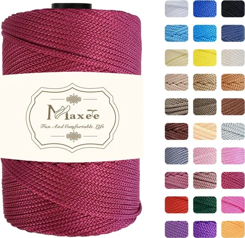 Vista 13 de Cordón de macramé de poliéster de alta calidad de 0.118 in × 218 yardas, 0.118 in, 100% polipropileno, ideal para ganchillo, ganchos de pared