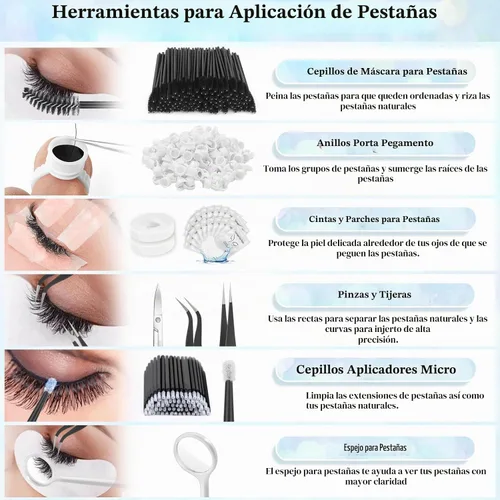 Vista 7 de Kit de extensión de pestañas Tetutor para principiantes, kit profesional de entrenamiento de pestañas