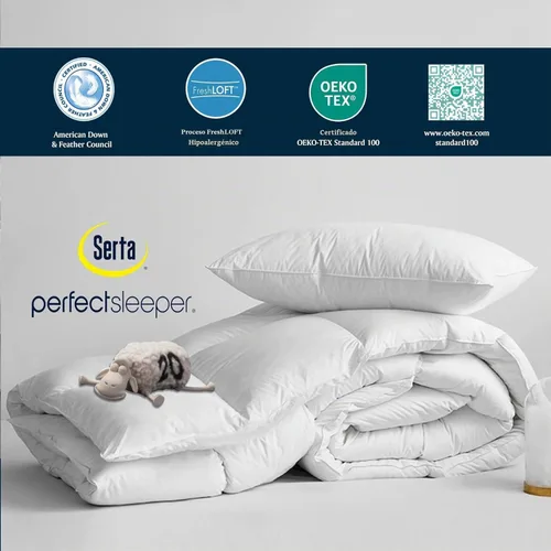 Vista 2 de Serta Edredón de plumón de ganso de fibra de algodón tamaño Queen, relleno de edredón 100% algodón, edredón de ropa de cama hipoalergénico de lujo