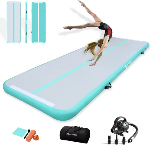 Vista 7 de AKSPORT - Tapete de aire para gimnasia o acrobacias, inflable, con bomba de aire para uso en el Negro