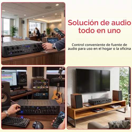 Vista 6 de Pyle Sistema amplificador de audio inalámbrico para el hogar, receptor estéreo de 6 canales compatible con Bluetooth, 600 W de potencia máxima