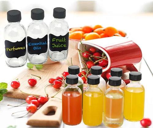Vista 3 de 20 piezas de botellas de vidrio de 2 oz con tapas, tarros de vidrio pequeños, contenedor de shots de bienestar, botellas de muestra de líquido de 60