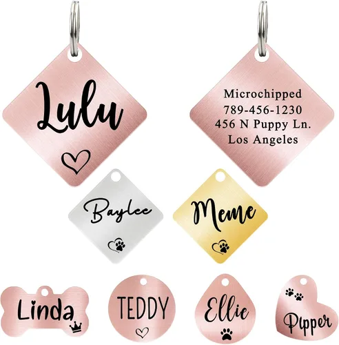 Vista 21 de Ultra Joys Etiqueta de identificación personalizada para perros y gatos