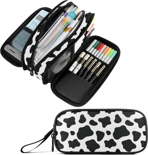 Vista 13 de Fustylead Estuche para lápices de gran capacidad para notas musicales, bolsa de maquillaje multiusos, bolsa de almacenamiento para oficina