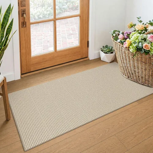 Vista 247 de KOZYFLY - Tapete para puerta de interior, lavable, pequeña, antideslizante, con respaldo de goma, felpudo de algodón para el hogar, color negro
