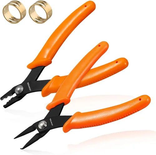 Vista 11 de Mini alicates para engarzar cuentas de 5 pulgadas, herramientas para engarzar cuentas con mandíbula doblada, 2 muescas para hacer joyas, herramienta