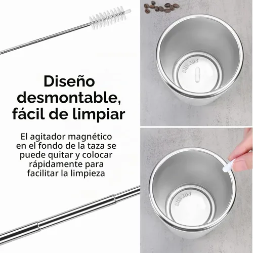 Vista 10 de Beyoung Taza mezcladora eléctrica portátil de 12 onzas, taza de café de viaje de acero inoxidable con tapa a prueba de fugas, vaso mezclador Blanco
