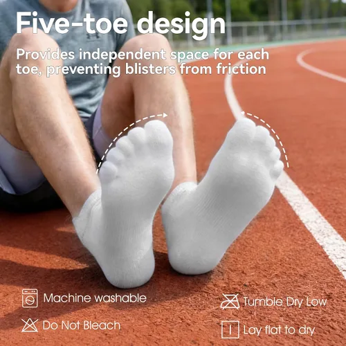 Vista 2 de Coolmax - Calcetines de cinco dedos para correr para hombres y mujeres, calcetines atléticos con soporte de arco para correr, caminar, senderismo