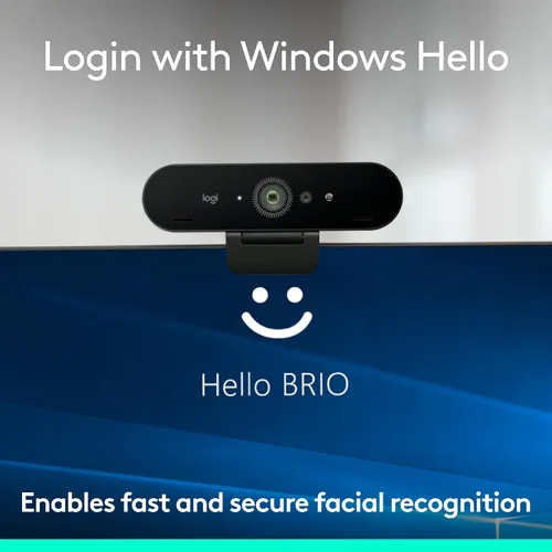 Vista 7 de Logitech Brio - Cámara web 4K, para videollamadas, micrófono con cancelación de ruido, corrección de luz HD automática, amplio campo de visión