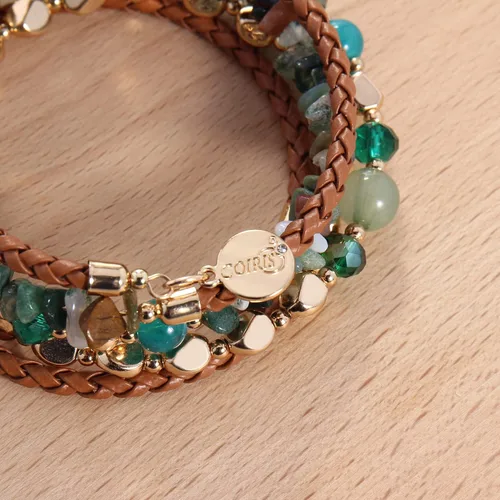 Vista 4 de Coiris Pulsera con cuentas de múltiples hebras, pulseras apilables con cuentas elásticas