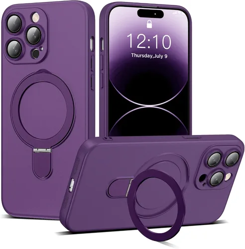 Vista 41 de Funda compatible con iPhone 12 con soporte de anillo magnético invisible [compatible con Mag-Safe] [Protector completo de lente de cámara] Funda
