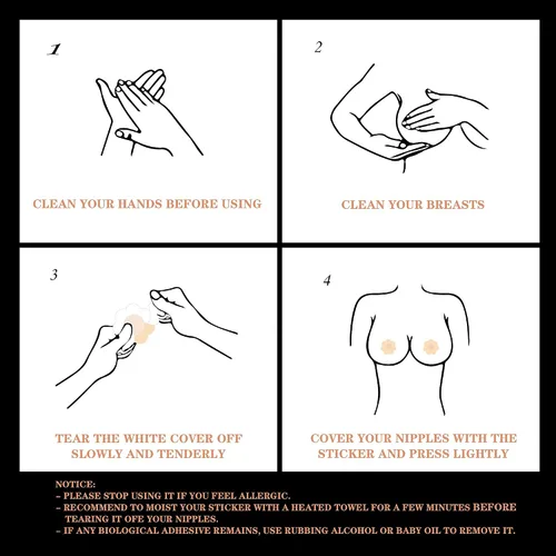 Vista 6 de Cubiertas de pecho para pezones, calcomanías desechables, finas, no tejidas, adhesivas, para mujeres sexy