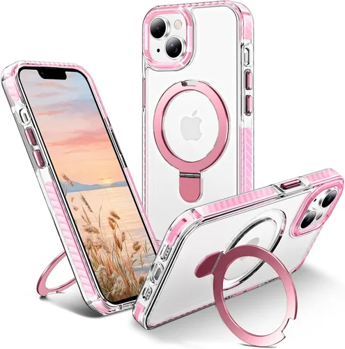 Vista 7 de UMIONE - Funda con diseño de anillo magnético giratorio de 360° para iPhone 11, soporte de bucle invisible integrado, compatible con Magsafe, funda