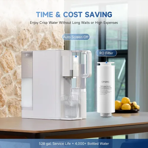 Vista 4 de CO-Z Filtro de Agua de Ósmosis Inversa de Encimera, Sistema de Filtración de Agua RO de 5 Etapas, Dispensador Portátil de Purificador de Agua con 3