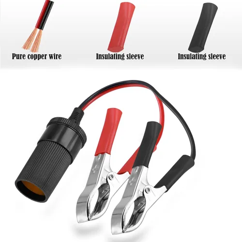 Vista 3 de Enchufe para encendedor de cigarrillos de coche, clip de cocodrilo para encendedor de cigarrillos de automóvil, enchufe hembra a clip de cocodrilo