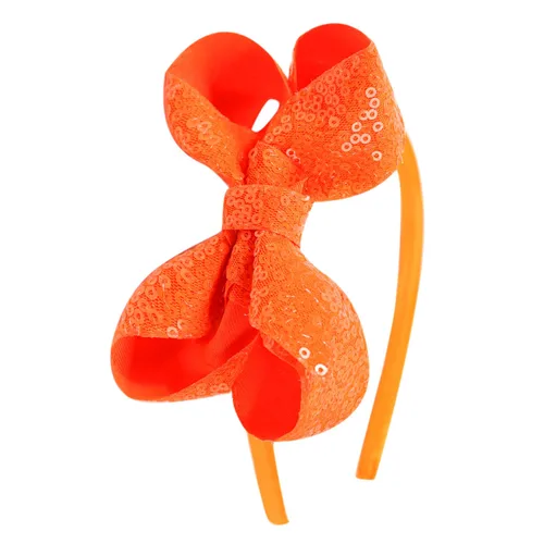 Vista 7 de Diademas con lazo para el pelo con lentejuelas brillantes, lazos de cinta para niñas, niños y mujeres (negro)