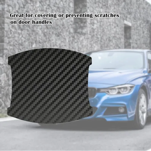 Vista 8 de kingsea 4 protectores de arañazos para manija de puerta de automóvil, textura magnética extraíble de fibra de carbono 3D, textura de fibra
