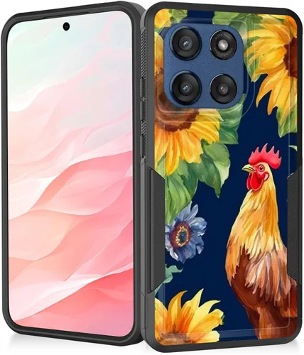 Vista 152 de Funda para Moto G Play 4G 2024, resistente de doble capa híbrida de policarbonato duro, goma suave, a prueba de golpes, funda protectora resistente