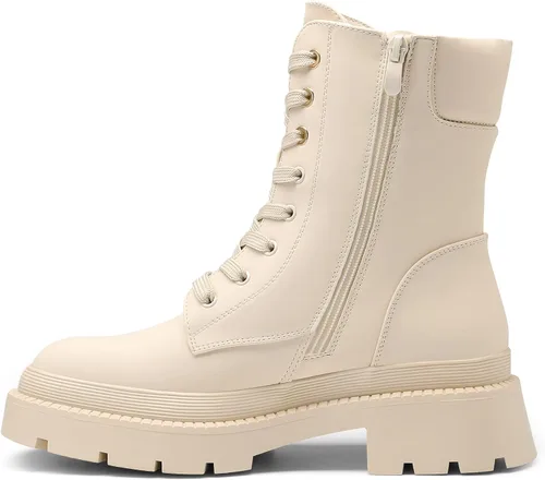 Vista 3 de DREAM PAIRS Botas Chelsea de combate con plataforma para mujer con suela de lengüeta botines