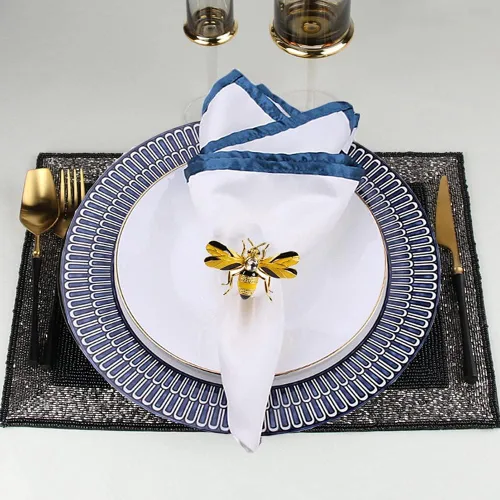 Vista 4 de Servilletero de abeja, decoración de mesa de Acción de Gracias de Halloween, juego de 4 para servilleteros de limón para cenas, cafeterías