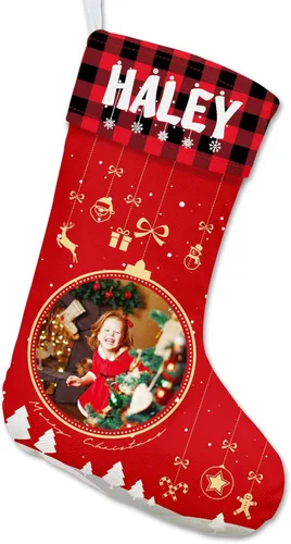 Vista 10 de Calcetines de Navidad personalizados, regalos de adorno de Navidad, carga tu imagen, crea medias para familia, niños, amantes, amigos, hogar
