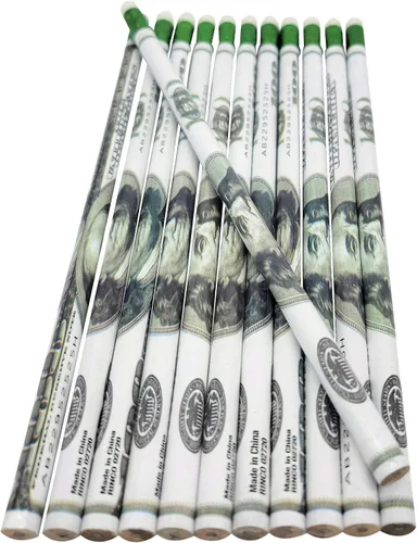 Vista 4 de Zugar Land Lápices de billetes de dólar de $100 (7.5 "estándar # 2 LEAD) Suministros escolares de papelería (12 PACK)