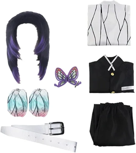 Vista 5 de NXJSH Kimetsu no Yaiba Anime Cosplay Kimono - Conjunto de peluca para mujeres, hombres, niñas y niños, perfecto para Halloween