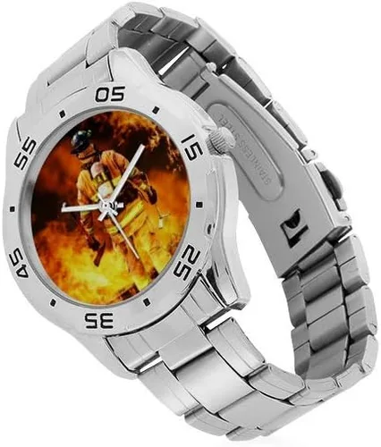 Vista 2 de Funny Art - Reloj casual de acero inoxidable para hombre, color plateado
