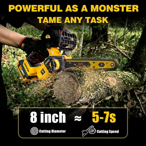 Vista 6 de Motosierra inalámbrica de 8 pulgadas para batería Dewalt de 20 V MAX, motosierra eléctrica de poda sin escobillas con batería de 4.0 Ah, motosierra