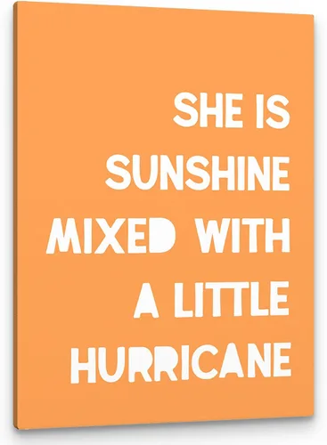 Vista 8 de PHAMTE Decoración de pared para dormitorio de niñas, arte de pared con texto en inglés «She is Sunshine Mixed with a Little Hurricane», lienzo