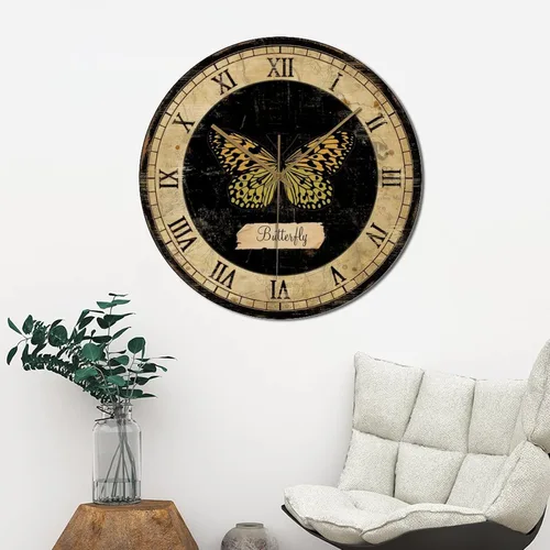 Vista 4 de Butterfly Wood Wall Clocks Butterflies Art Numeral Clock Non-Ticking Battery Operated 15 inch Retro Farmhouse Clock Decor for Living Room Bedroom