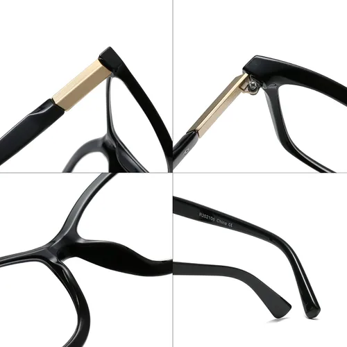 Vista 2 de Bevi Gafas de lectura antifatiga ocular, bloqueo de luz azul, marco cuadrado grande de gran tamaño con bisagra de metal para mujeres y hombres