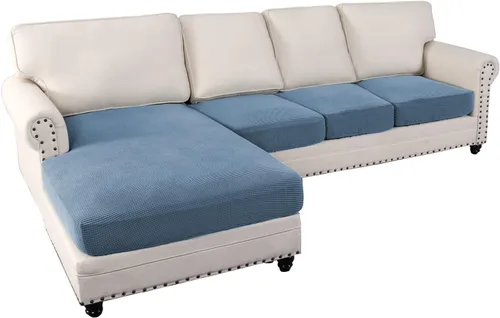 Vista 41 de MIFXIN Fundas para sofá modular, 3 piezas, funda de asiento de sofá de terciopelo elástico en forma de L, funda de cojín separada, protector