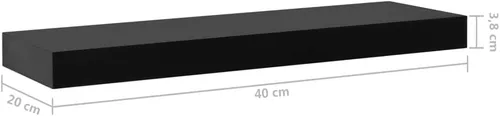 Vista 2 de 2 estantes flotantes de pared negros de 15.7 x 7.9 x 1.5 pulgadas