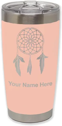 Vista 30 de LaserGram Vaso aislado al vacío de 20 onzas, atrapasueños, grabado personalizado incluido (negro) Engraved Gift, Vacuum Insulated Stainless Steel