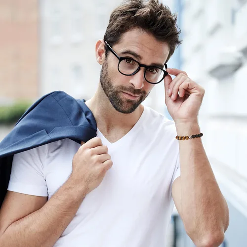 Vista 3 de GAVU Pulsera de cristal, pulsera de cuentas de ónix Yin Yang para hombre