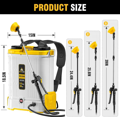 Vista 8 de Pulverizador de mochila a batería de 5.3 galones compatible con batería DeWalt de 20 V (no incluida), equipado con sistema de mezcla, rociador