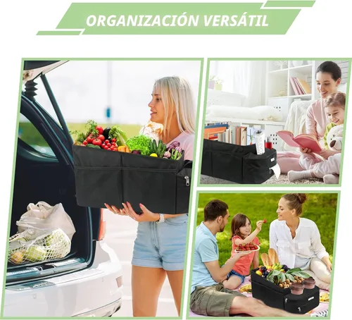 Vista 7 de FUNNy elf Organizador de asiento de pasajero, almacenamiento plegable para automóvil con particiones y 4 portavasos para asiento delantero o trasero