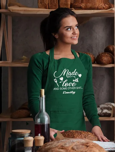 Vista 4 de Delantales divertidos personalizables para mujeres y hombres, delantal de cocina personalizado con 2 bolsillos, bonitos regalos para hornear